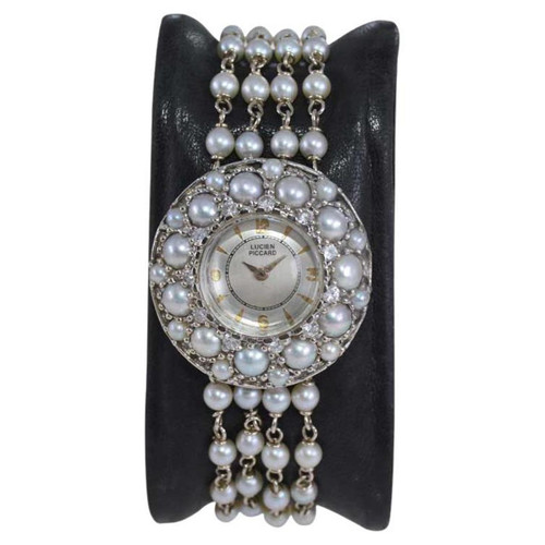 Lucien Piccard 14Kt. Gold and Pearl Ladies Evening Watch circa 1950's