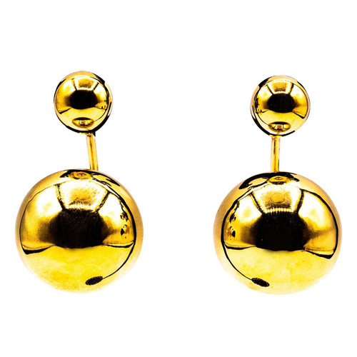 Art Deco Style Handcrafted Yellow Gold Dangle Stud Earrings