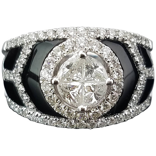 1.33 Carat Diamond and Black Onyx Cocktail Ring