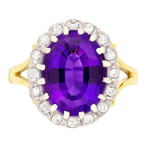 Art Deco Amethyst and Diamond Cluster Dress Ring, circa 1930s