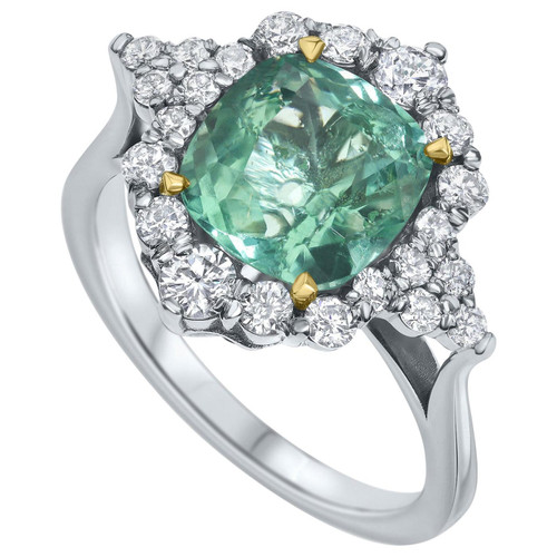 3.15 Carat Emerald and Diamonds Ring 18 Karat White Gold