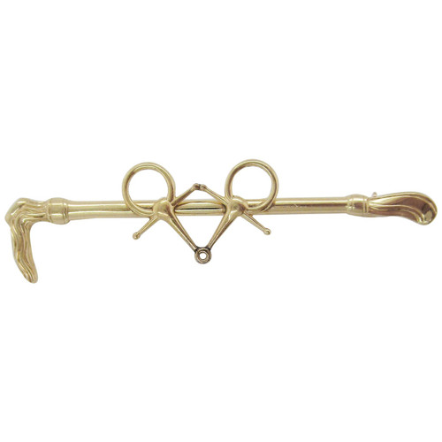 1940s Art Deco 14 Karat Yellow Gold Snaffle Bit Bar Stock Crop Pin