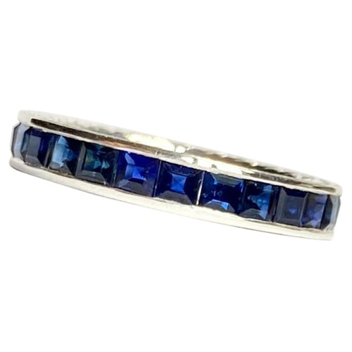 Art Deco Sapphire and Platinum Full Eternity Band
