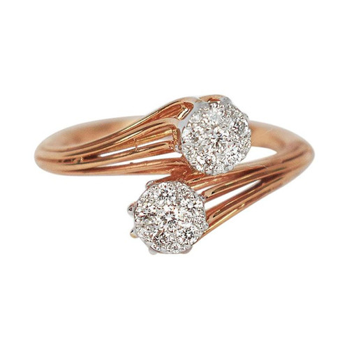 18k Ring Rose Gold Ring Diamond Ring Cluster Ring by Pass Ring