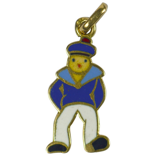 French Art Deco Sailor Gold Enamel Charm