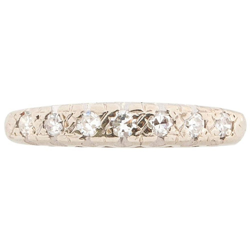 Art Deco .05 Carat Diamond Platinum Band