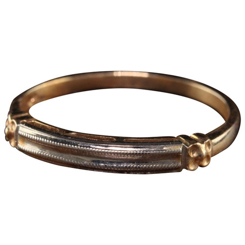 Antique Art Deco 14k Yellow Gold Two Tone Wedding Band