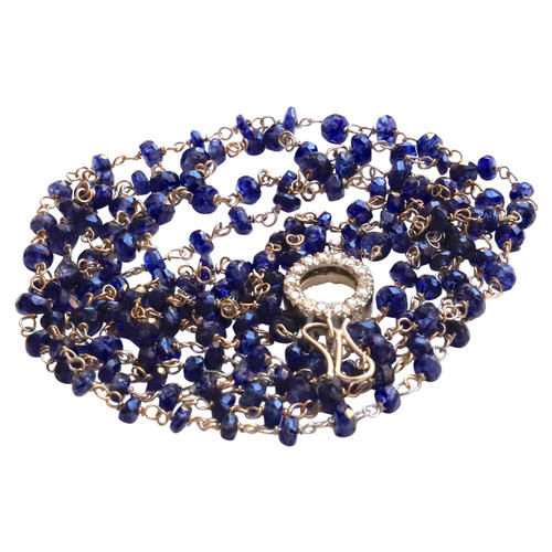 Art Deco Style 18Karat Gold 43.5Karat Sapphires 0.44Karat White Diamonds Sautoir