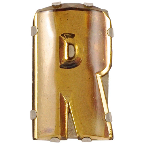 Art Deco Silver Tone and Peach Glass Mirrored Initial R Dress Clip