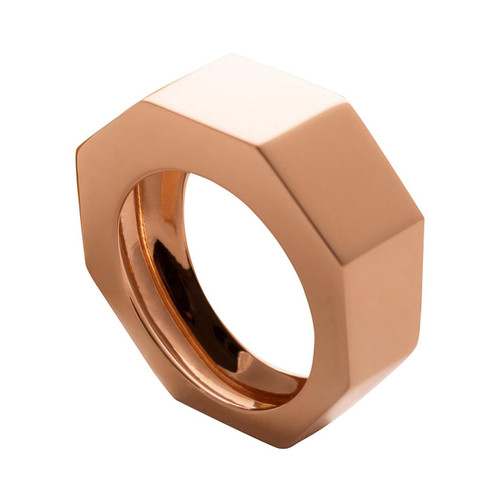 Art Deco Style Personalized 18 Karat Rose Gold Unisex Modern Design Ring