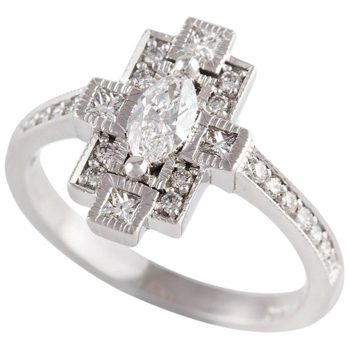 Kian Design Marquise Diamond Art Deco Style Ring