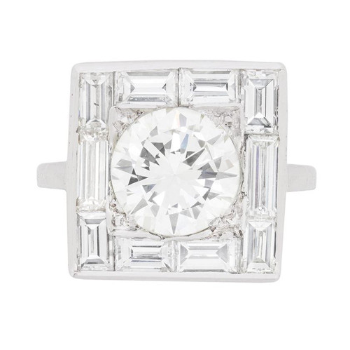 3.00 Carat Late Deco Diamond Cluster Ring, circa 1930s