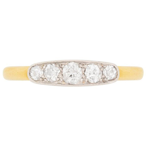 Five-Stone 0.45 Carat Old Cut Diamond Ring, circa 1920s