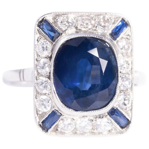 Art Deco Style Sapphire and Diamond Ring