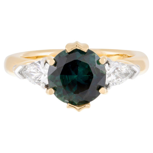18ct Yellow/White Gold 2.14ct Australian Parti Sapphire & Diamond Trilogy Ring