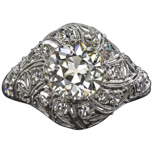 Art Deco 2 Carat Old Cut Diamond Platinum Ring