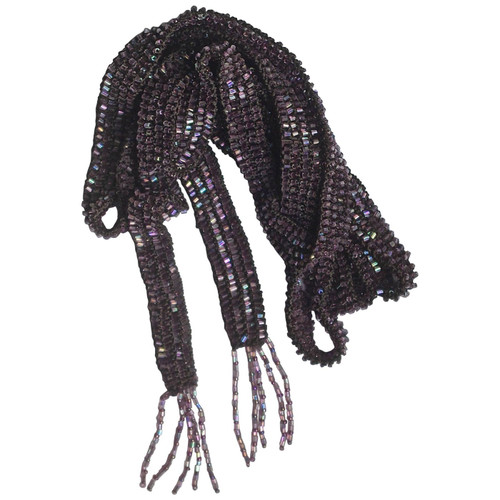 Art Deco Lariat Necklace or Belt with Lilac Iridescent Glass Beads