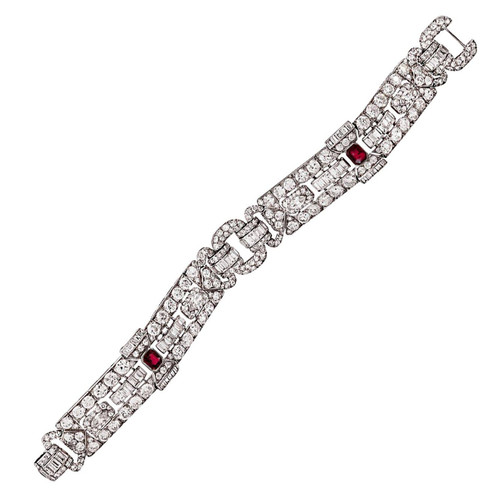 Art Deco Burmese Ruby Diamond Bracelet