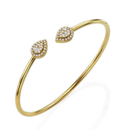 0.3 Carat Diamond Bangle, Pear Shape Bracelet, 18K Gold Bracelet, Diamond Bangle