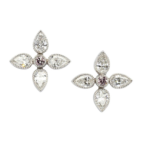Australian Pink Argyle Diamond Floral Earrings