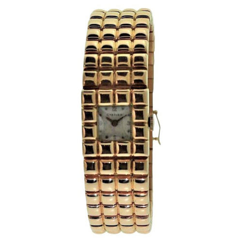 Cartier 18 Karat Rose Gold Art Deco Style Wristwatch by Movado, circa 1940s