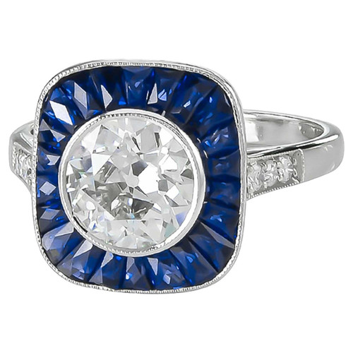 Gorgeous 1.92 Carat Diamond Platinum Sapphire Ring