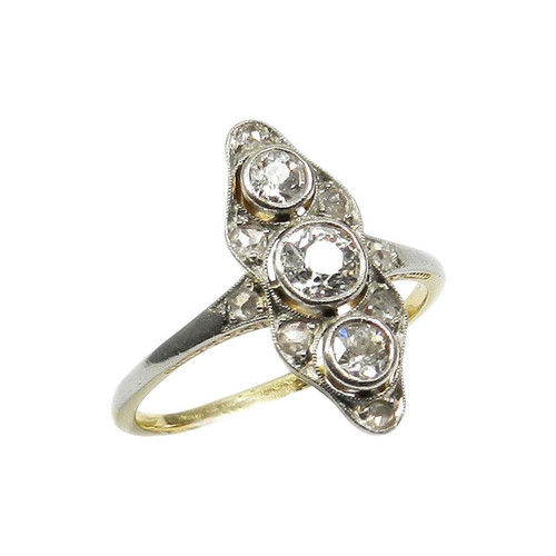 Art Deco 0.45 Ct Diamond Gold and Platin Ring, circa 1930