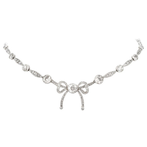 Cartier Paris Diamond Ribbon of Love Platinum Choker Necklace