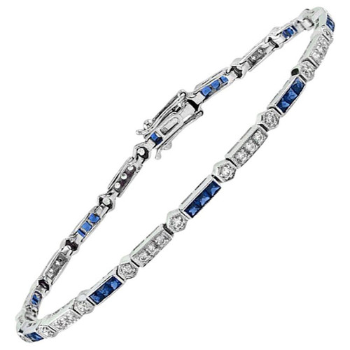 AimÃ©e Alternate Triple Sapphire and Diamond Bracelet in 18K White Gold