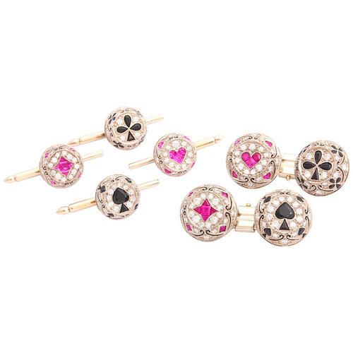 Onyx Ruby Diamond Gold Casino Dress Set