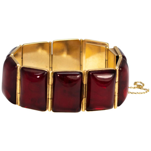 Art Deco Gold Cherry Amber Bracelet