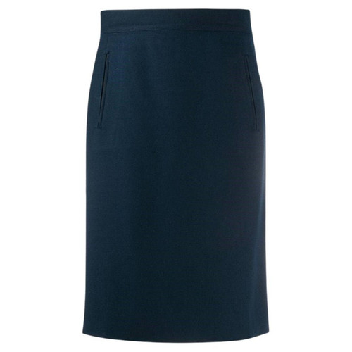 90s Gianfranco FerrÃ© blue wool full lenght buttoned midi skirt