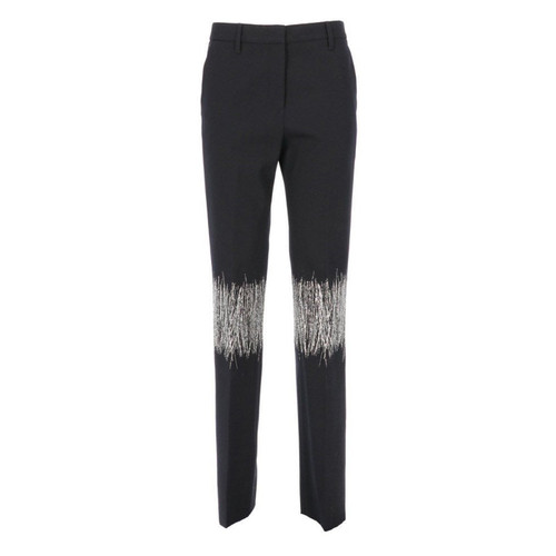 2010s Classic Jil Sander black wool trousers with decorative silver lurex thread