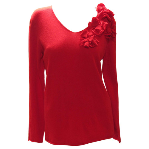 Comme Des GarÃ§ons Red Flower Sweater