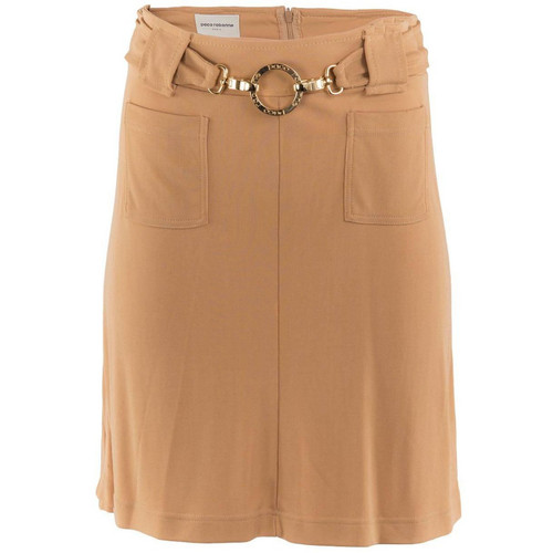 1980's Paco Rabanne Beige Stretch Belted Skirt