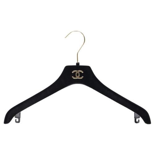 90s Chanel black velvet slim clothes hanger