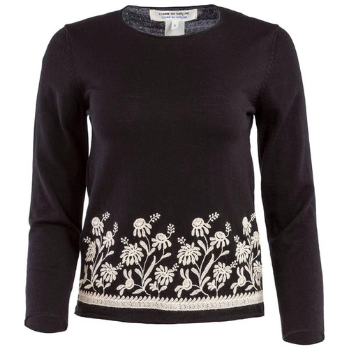 1990s Comme des GarÃ§ons Floral Embroidered Knit Top