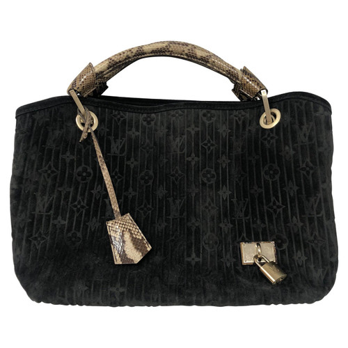 Louis Vuitton Black Suede Python Handles Bag