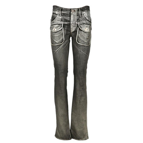 1990s Gianfranco FerrÃ¨ silver coated cotton blend jeans