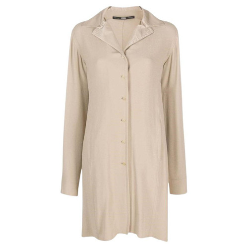 90s Gianfranco FerrÃ© beige silk and viscose blend long shirt