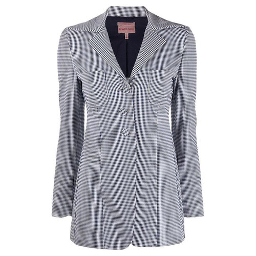 90s Romeo Gigli blue anche white check pattern mixed fabric