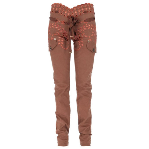 1990s Gianfranco FerrÃ© Embroidered Brown Trousers