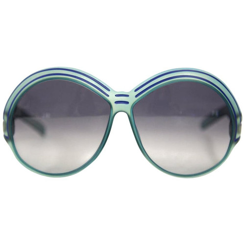 1970s Christian Dior Turquoise and Bright Blue Oval Sunglasses