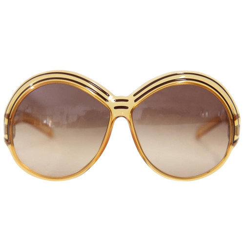 1970s Christian Dior Yellow and Brown Oval Sunglasses