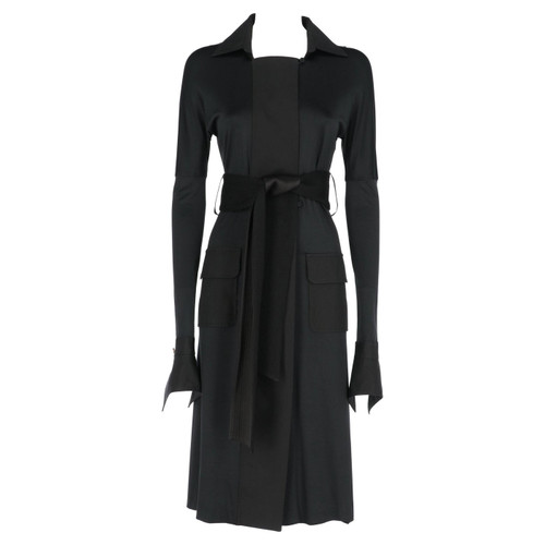 2000s Gianfranco FerrÃ© Black Overcoat