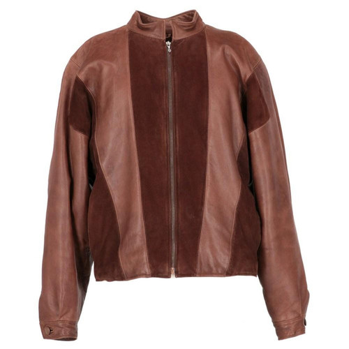 1980s Gianni Versace brown leather and suede lined jacket