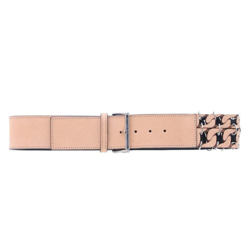 2000s Gianfranco FerrÃ© beige leather belt with cut-out detail