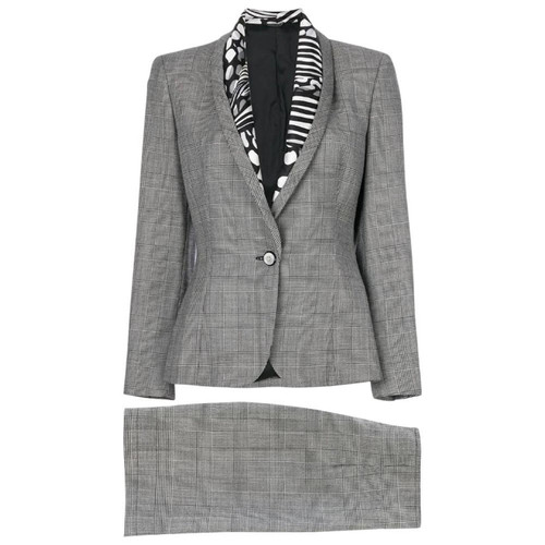 1980s Versace Prince of Wales Grey Suit