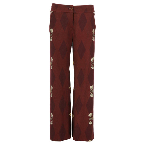 2000s Basso & Brooke Burgundy Printed Wool Trousers