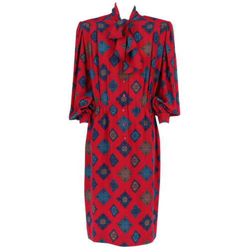 1970s Jean Louis Scherrer Vintage Silk Dress